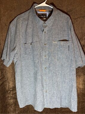 Orvis Men's Short-Sleeve Button-Down Shirt - Chambray Blue